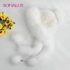 SOMALER Knit Real Mink Fur Hats for Winter Women Weave Fur Cap with Fox Fur Pompom Fox Fur Brim Luxury Female Knitted Beanies