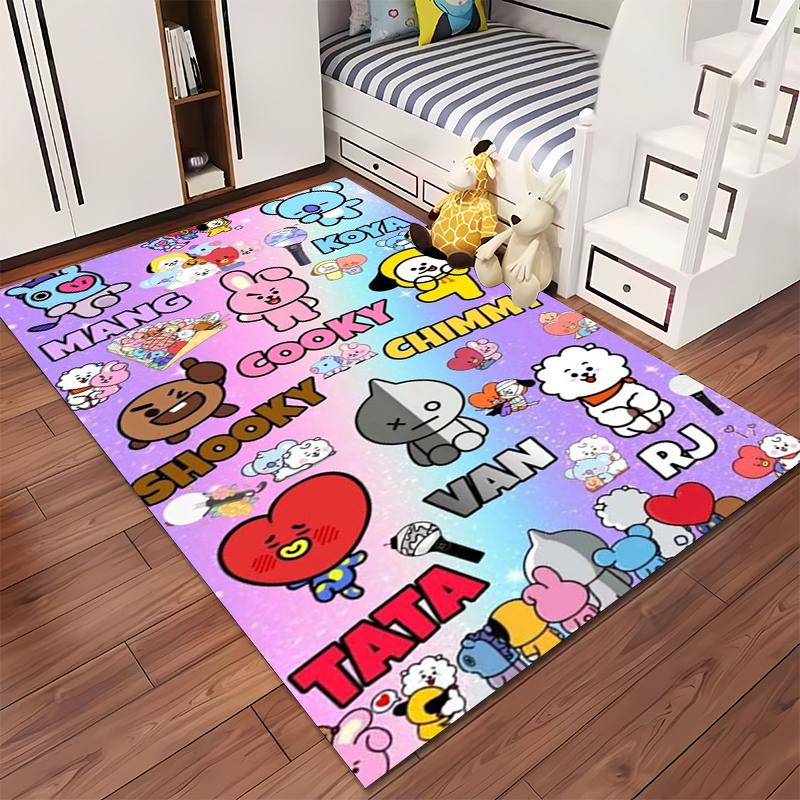 "Colorful Cartoon Character Carpet with Fun BT21 Designs for Kids" Suitable for Use As an Anti-slip for Living Room Bedroom Sofas