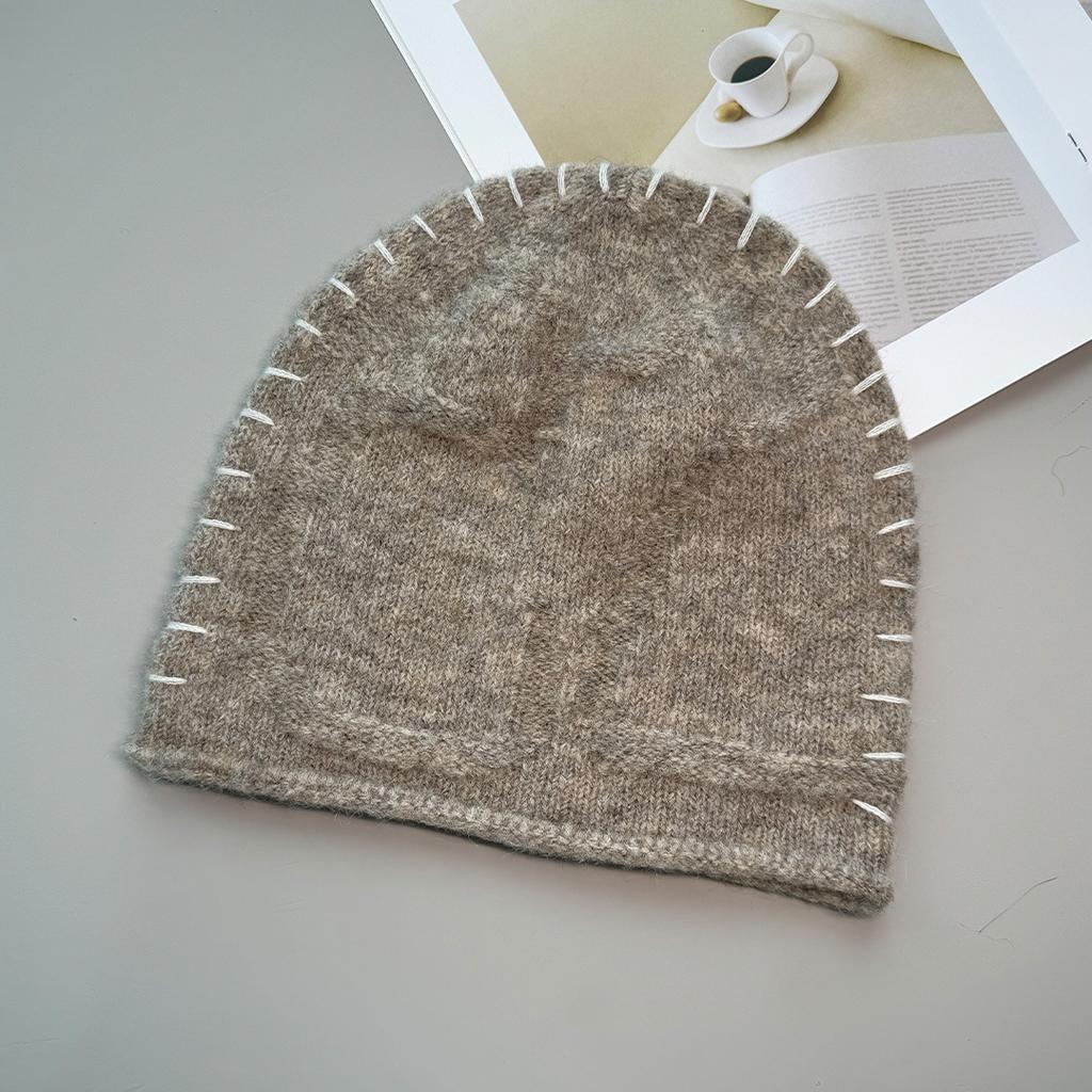 Wool hat star niche hand-stitched knitted hat women's baotou hat autumn and winter stacking hat