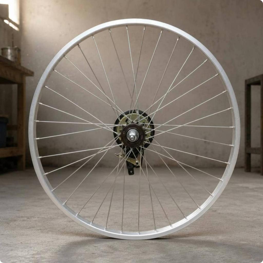 Single Speed Bicycle Rear Wheel Rim 26 Inch Metal Spoke Complete Assembly