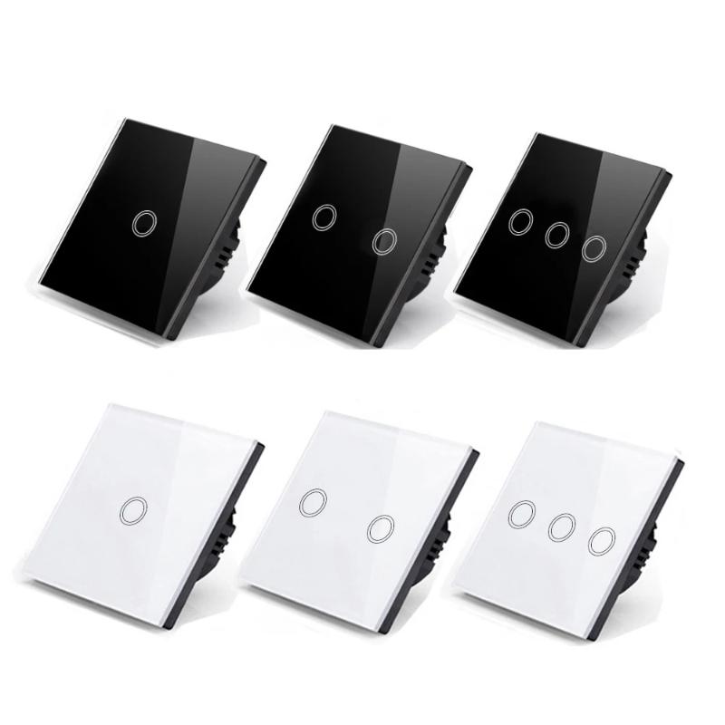 Panel podświetlany Włącznik dotykowy AC100-240V LED Hartowane Szkło Kryształowe Oświetlenie ścienne Przełączniki sensoryczne 1/2/3-krotny Interruttore