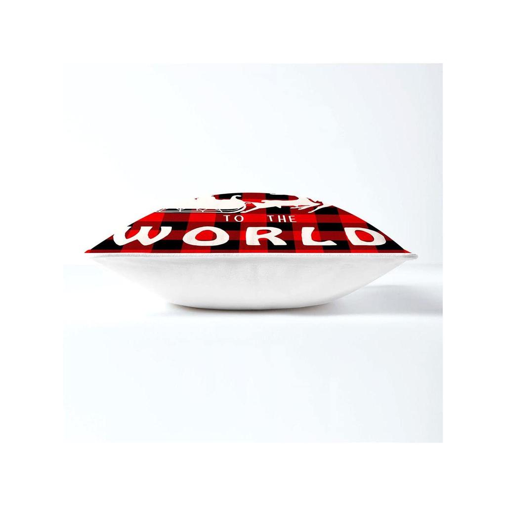 Set of 4 Merry Christmas Decorative Throw Pillow/Cushion Covers - CC219 - (18 X 18 INCH, Red & Off-White)