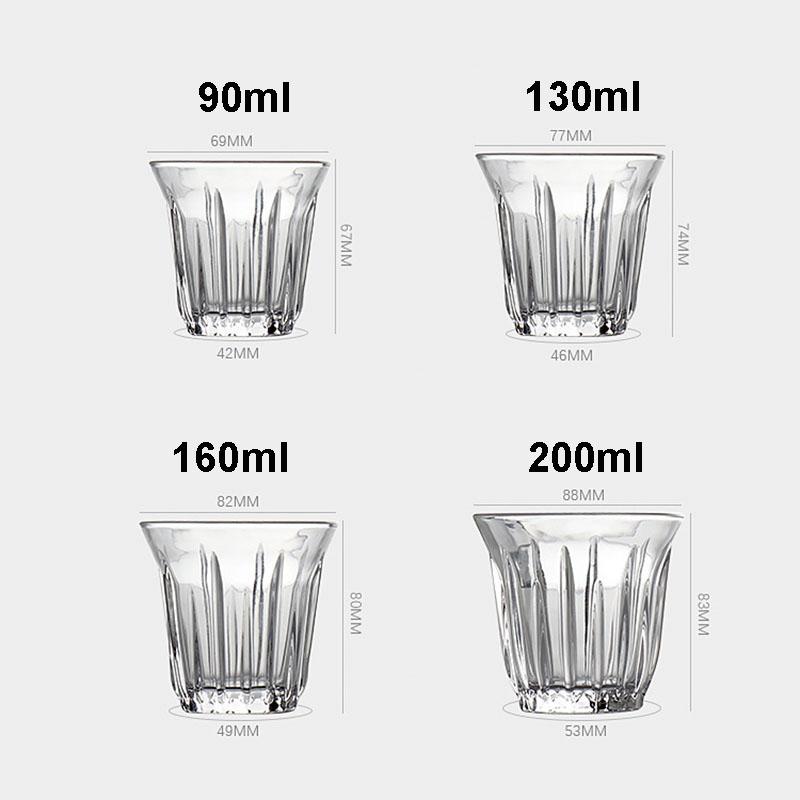 Leeseph Coffee Cup Clear Espresso Stripes Glass Cup Wide Mouth Mocha Hot Beverage Mug Drinking for Latte Cappuccino Tea Cafe