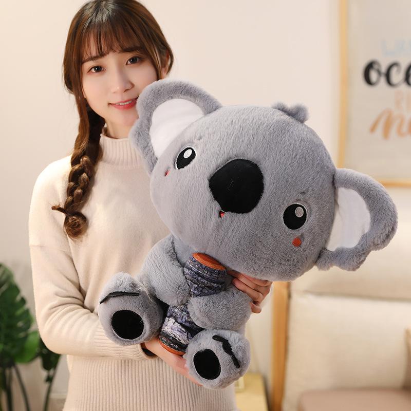 Giant Simulation Australia Koala With Wood Plush Toy Soft Pillow Stuffed Animal Koala Bear Doll Birthday Gift