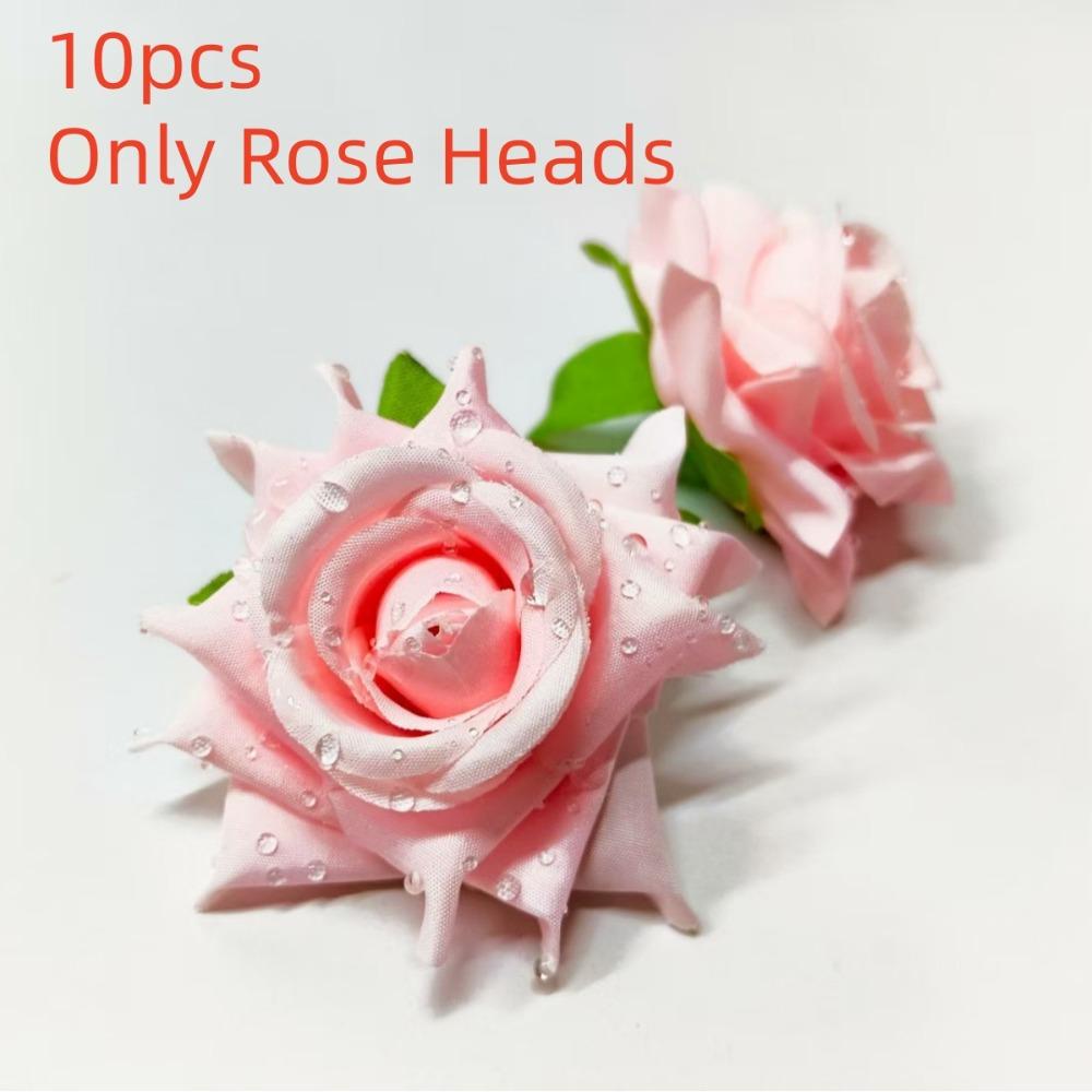 10pcs 3D Dew Drops Artificial Rose DIY Elegant Flower Arrangement  Home Decor