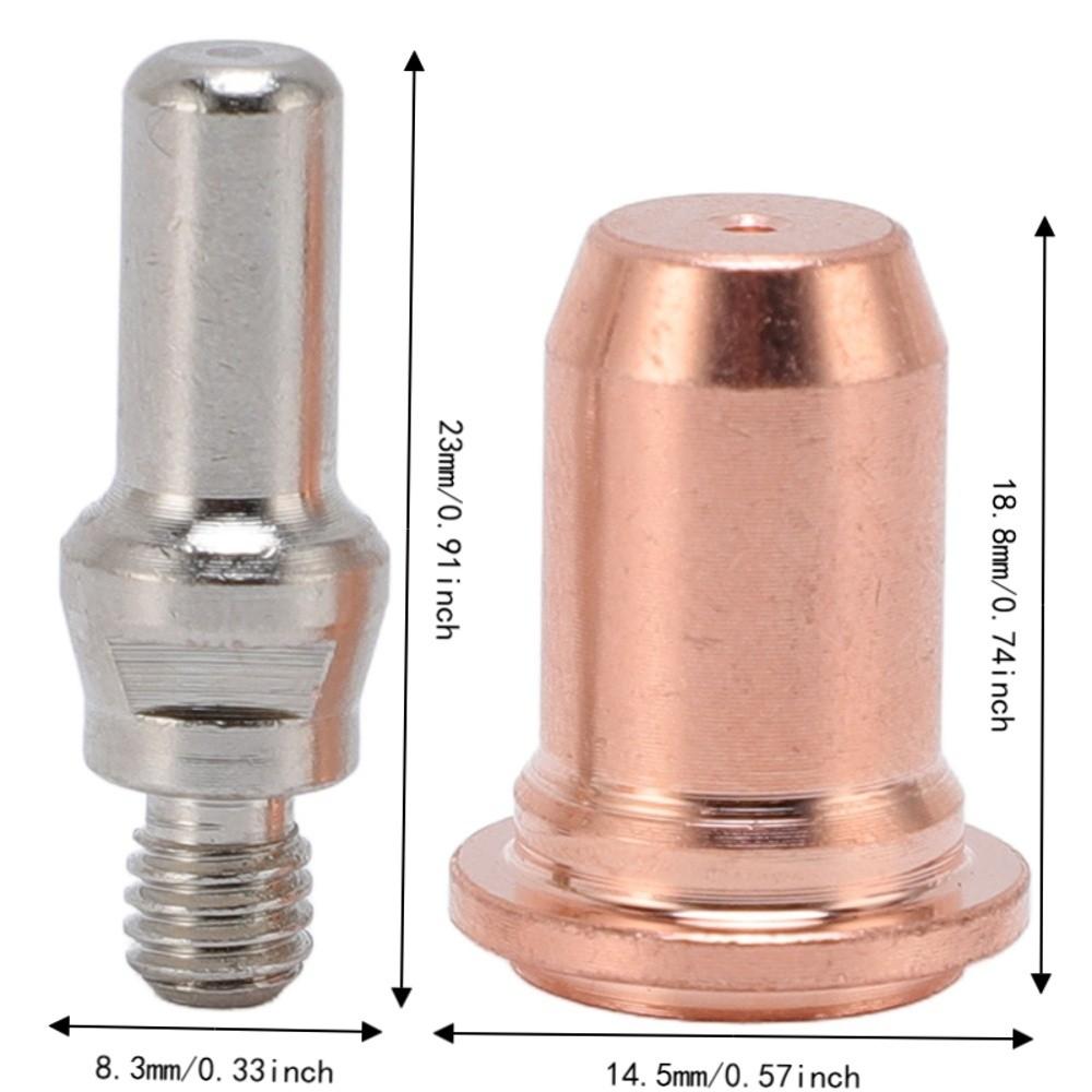 10pcs Rose Gold Plasma Cutter Electrode Tip Silver Brass Cutting Gun Consumables Set Nozzle Cutting Consumables Replacement
