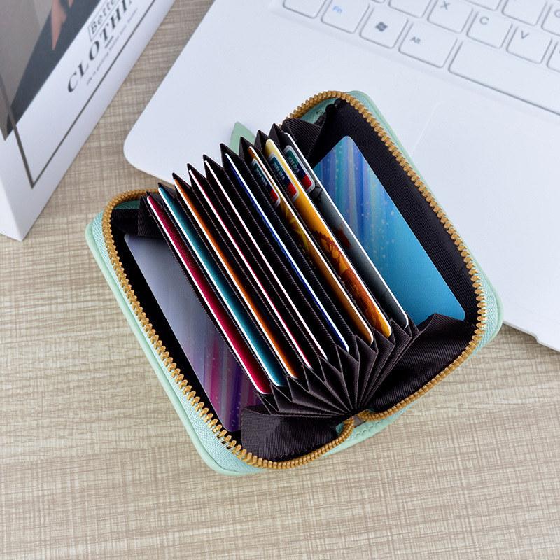 Women Fashion Zipper Mini Purse Artificial Leather Card Holder for Ladies Short Wallets