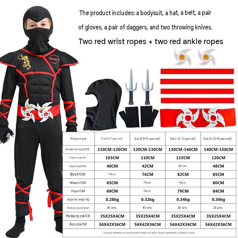 Cosplay Ninja Muscles Halloween Costume for Kids Cool Role Play Game Dress Up