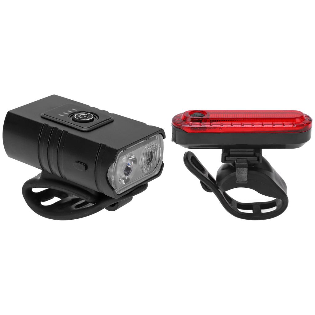 USB Rechargeable Bike Light Set Super Bright Front Headlight and Rear Taillights USB Charging Bike Light with Aluminum