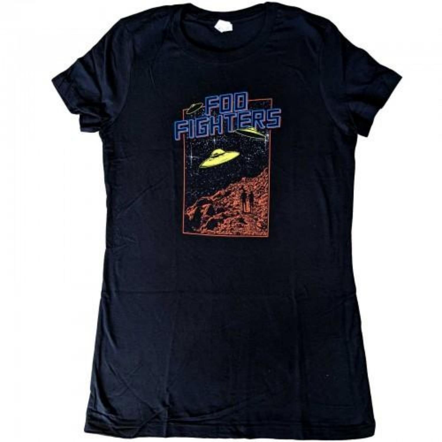 

Foo Fighters Womens_Ladies 2015 European Tour UFO Cotton T-Shirt S чёрный