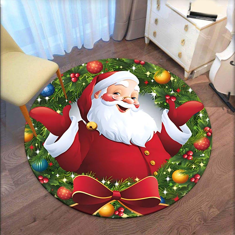Christmas Santa Claus Round Sticker for Kids Party Decoration SuppliesRound Non-Slip Chair Mat Chair Carpet for Office Rugs for Office Decor Gift For