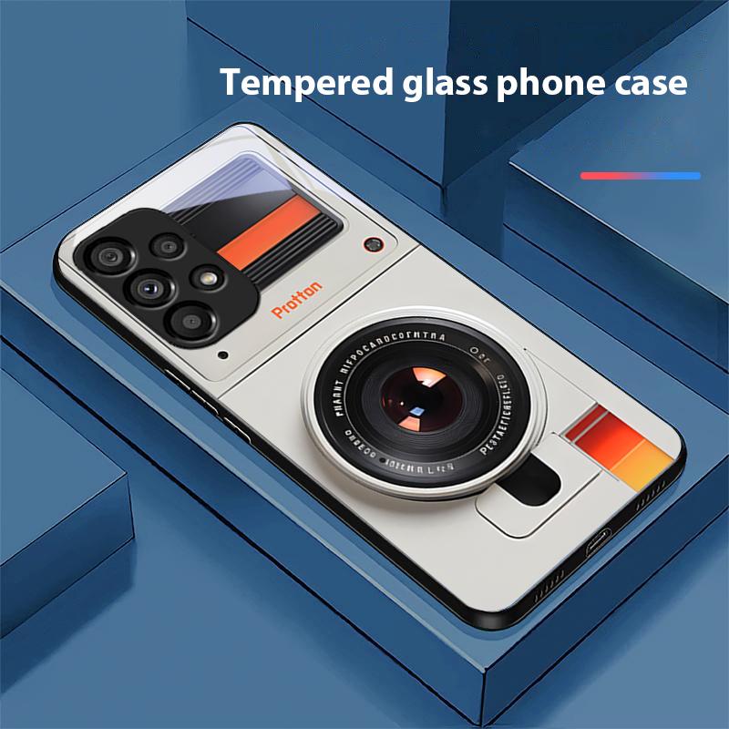 

Silver Game Console For Samsung Galaxy S 8 9 10 20 Plus 21 FE 22 23 24 Ultra S7 Edge Black Tempered Glass Phone Case Hard Shell For Samsung S22 Pro