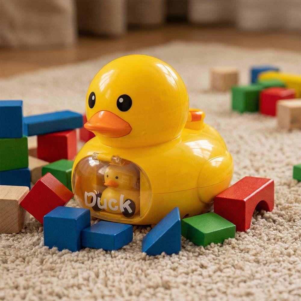 Early Education Yellow Duck Launching Toy Cartoon Design Ejection Toy Car  Baby Toys