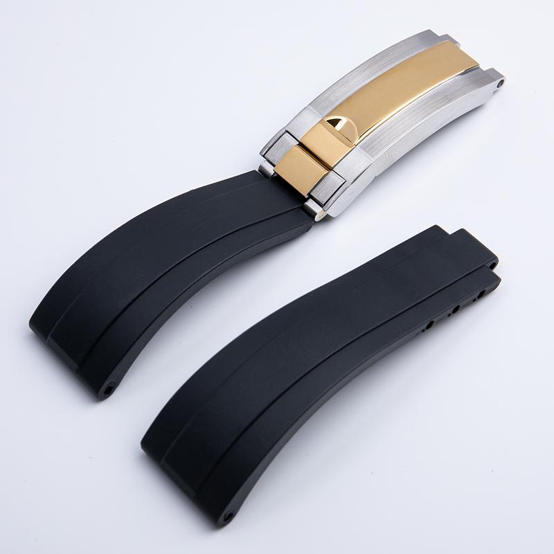 Kautschuk Kurze Dornschließe Uhrenarmband 20/21mm Passend für Rolex Daytona Submariner Role OYSTERFLEX Yacht Master Kleines Handgelenk Silikonarmband