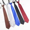 Tie School Style Uniform Shirt Black Gray Navy Blue Solid Color Knot-Free Lazy Japanese Tie