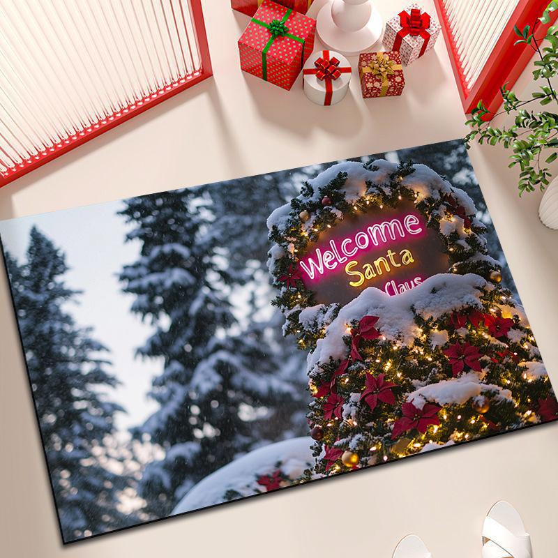 Christmas Atmosphere Diatom Mud Entry Door Floor Mat Porch Absorbent Quick Drying Non-slip Door Dirt Mat Household