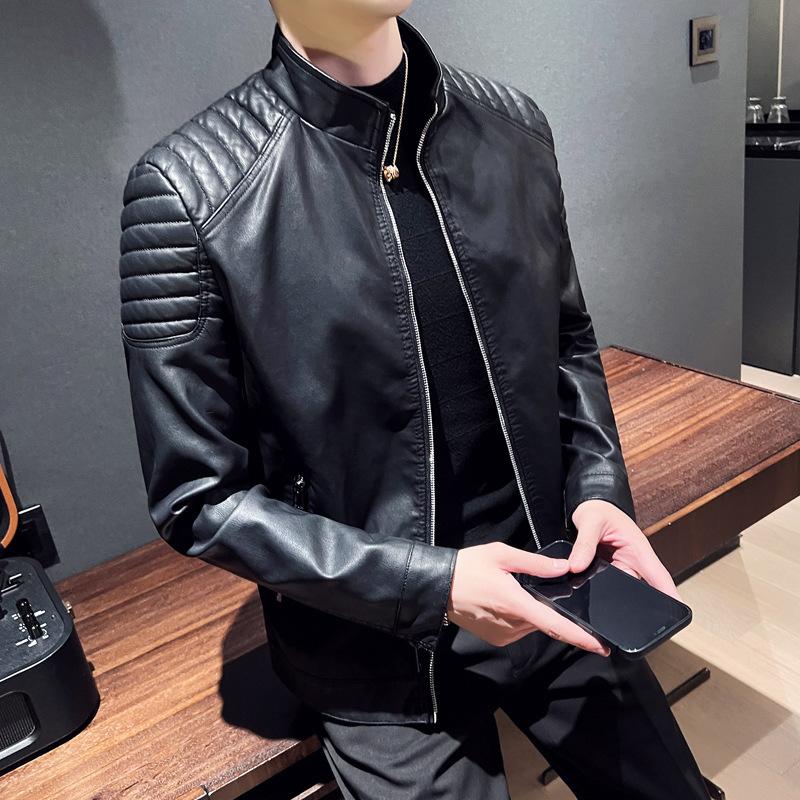 Spring and Autumn Leather Jacket Jacket Men's Handsome Trend Top