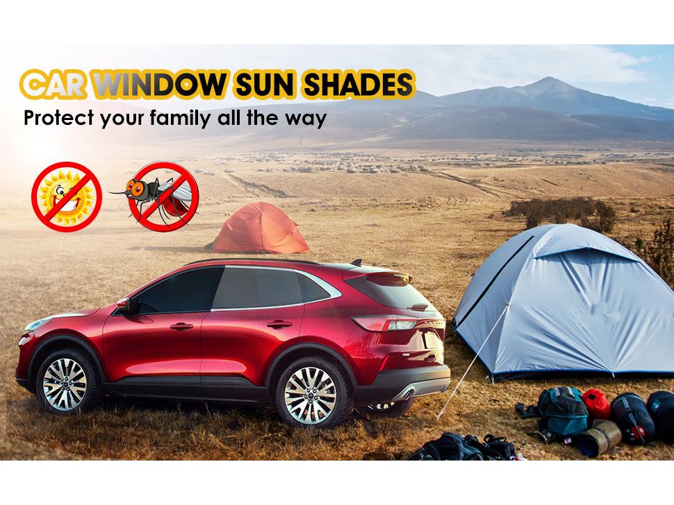Universeller einziehbarer Auto-Fenster-Sonnenschutzvorhang - Elastisches Netz-Sonnenvisier für Camping und mehr