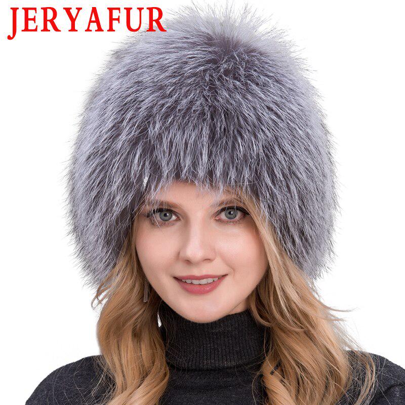 JERYAFUR Russian style women's winter imitation fox fur hat, ecological fur with lining, suitable for cold winter