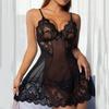 Transparent Sexy Lingerie Women Underwear Deep V See Through Sleepwear Lace Nightdress Thongs Pijamas Sets Female Bodycon Nighty