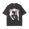 Gewaschenes Vintage Britney Spears Gesicht Grafik T-Shirt Herren Damen Freizeit Baumwolle Retro Kurzarm T-Shirt Unisex Oversized Streetwear