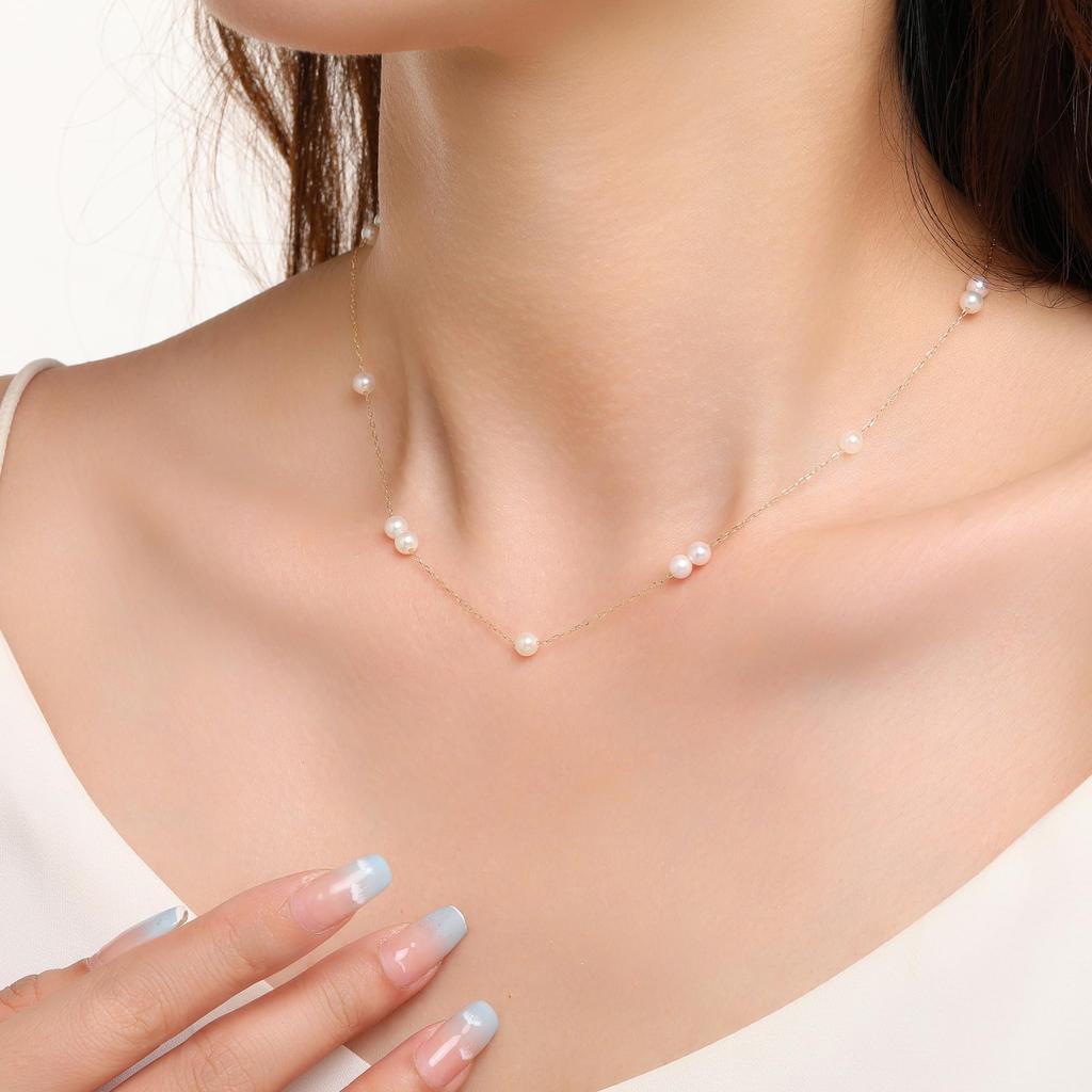 PEARL Made in Japan Natural Pearl Necklace for Genuine Akoya Casual and Everyday Wear Station [KOKO JEWELRY] Women, Pearls, (F.18 Pearls, Type)