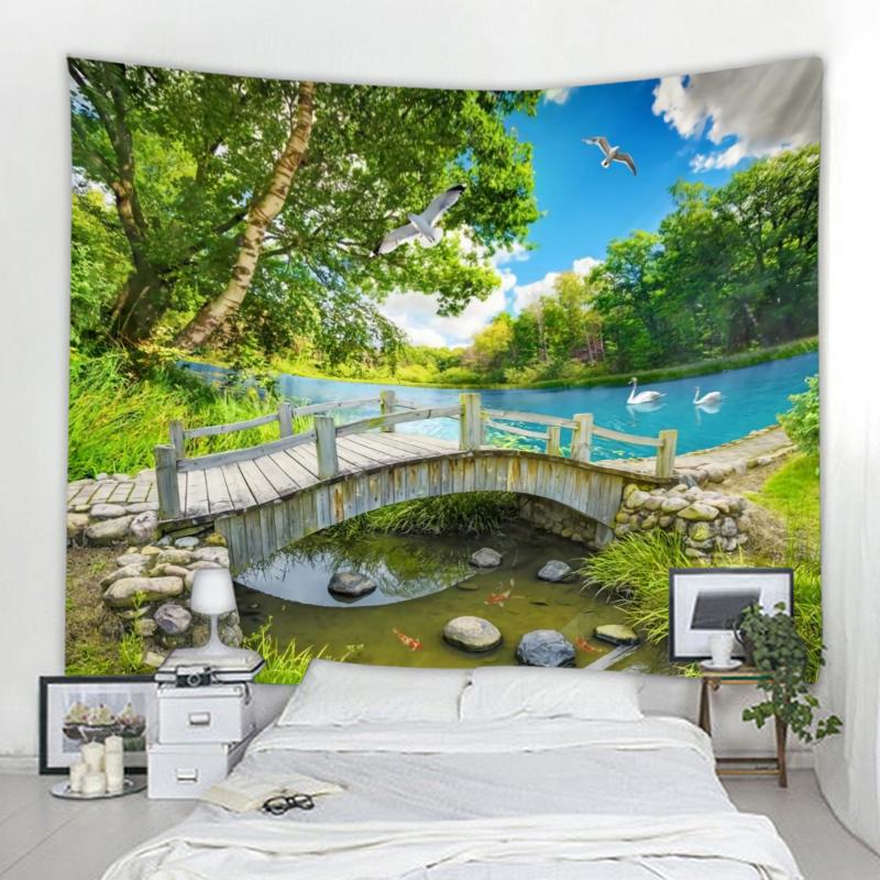 Deniz Suyu Mağarası Manzara Goblen Doğa Tekinsiz İşçilik Gizemli Mağara Duvar Asılı Yatak Odası Estetiği Ev Dekorasyonu