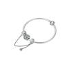 Glacier Blue Shining Heart SILVER Snake Chain Bracelet Women's Silver ZT-0345