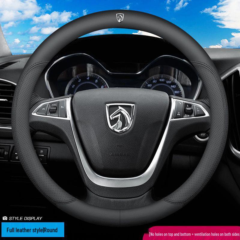 Baojun Genuine Leather Universal Steering Wheel Cover - Ultra-Thin, All-Season (Models: 510, 730, 560, 630, 310W, 530).