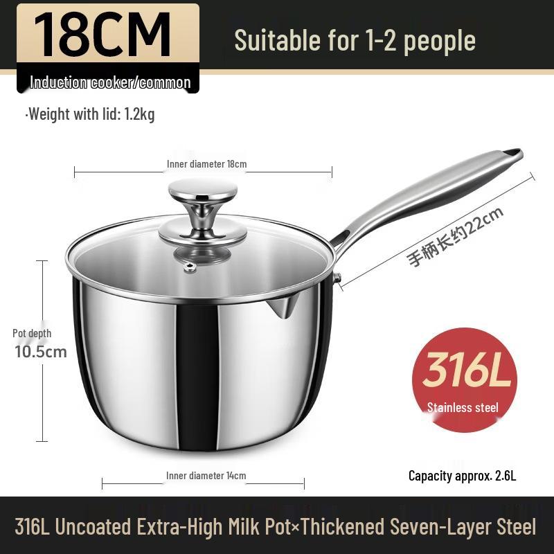 Uoto 18cm 316 Stainless Steel Baby Food Milk Pot
