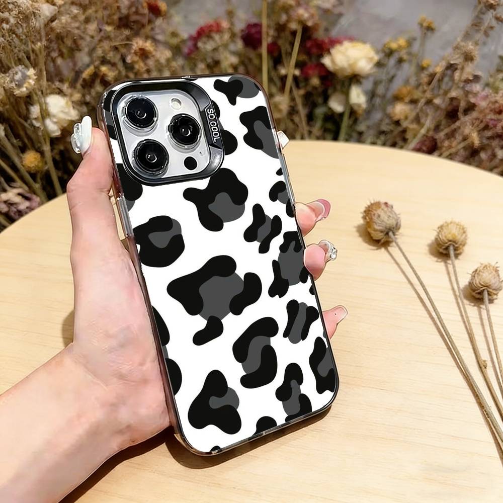 Black leopard print Phone Case For iPhone 17,16,15,14,13,12,11 Plus,Pro Max,XS,Colorful Silver Phone case Funda Cover