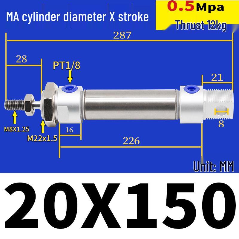 Corrosion Resistant Stainless Steel Pneumatic Cylinder 16-40mm/50-150mm