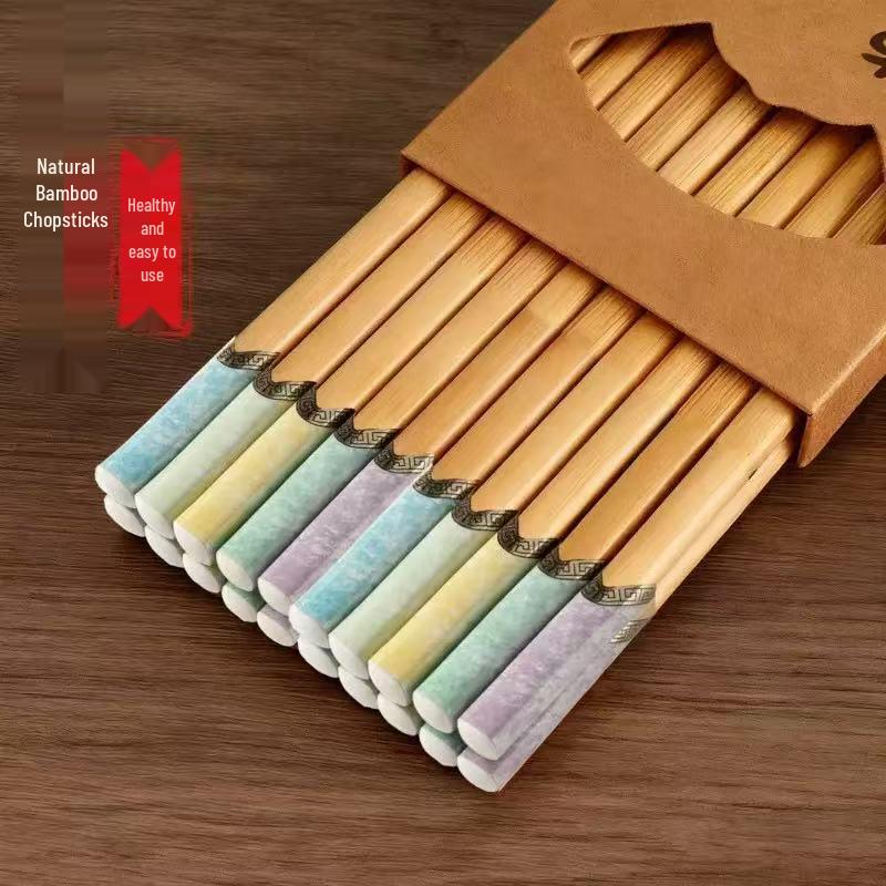 Five-Color Nan Bamboo Chopsticks for Home Sharing - Chinese Style, New Set for Individual Use