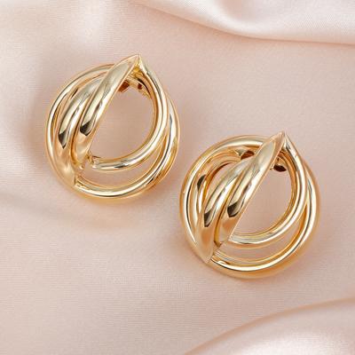European and American Geometric Metal Tube Earrings Irregular and Versatile Three-dimensional Stud Earrings Retro Round Ear Jewelry