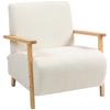 Armchair With Backrest Armrests Padded Lounge Chair With Sherpa Look Wooden Legs For Bedroom Living Room Up To 120 Kg