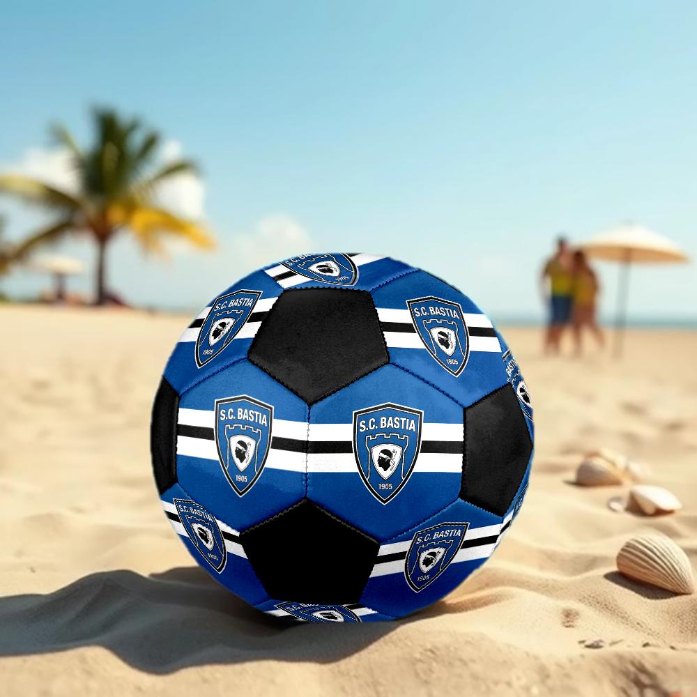 SC Bastia Soccer Ball, Colorful, Suitable for All Ages, Machine-stitched, PVC Material, Competition Grade, Durable and High Bounce