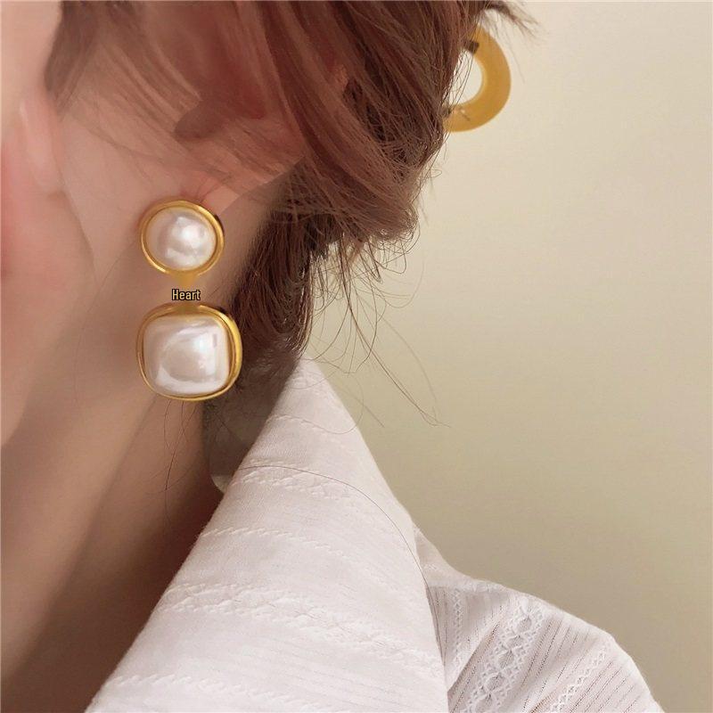 2025 Trendy Retro Geometric Pearl Dangle and Stud Earrings - Hot-Selling Celebrity Style