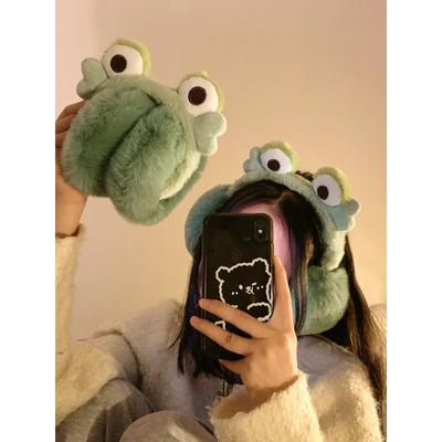 Niedlicher Frosch Plüsch warme Rad-Ohrenschützer Winter-Ohrenschützer Ohrenwärmer Schutz flauschiges Imitat-Kaninchenhaar Ohrenabdeckung