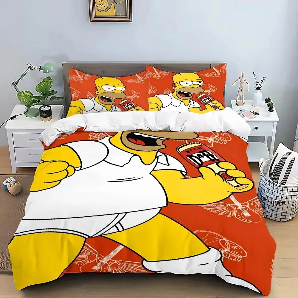 2026 The S-Simpsons Cartoon Duvet Cover Set Soft Wash Bed 3 Piece Comfortable Student Dormitory Home Baby Bedding Best seller