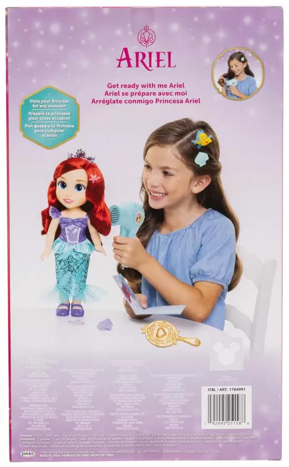 Disney Princess Frozen Hair Care Set 1784991 Toddler Doll Hair Dryer Hair Brush Accessories Hair Styling (Ariel)