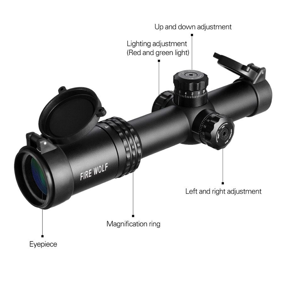FIRE WOLF Silver 1-4X24 Polka Dot Dense Dot Sight Red Dot Hunting Belt Bracket Suitable for Hunting