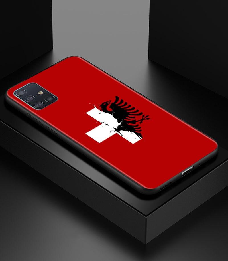 Albania Flag Bear Skeleton Phone Case for Samsung Galaxy A51 A71 A21S A12 A11 A31 A52 A41 A32 5G A72 A02S Silicon Back Cover