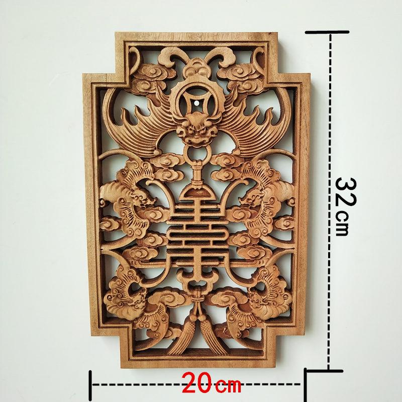 Традиционная китайская резьба по дереву Настенное панно Древесина камфоры 3D Изысканная резьба Дракон Феникс Цветок Ремесло Декор для дома