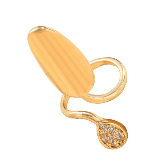 Nail Ring Lightweight Adjustable Size Mirror Metal Surface Non-Falling Off Nail Art Jewelry with Cubic Zirconia Fingertip Jewelry