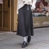 Winter 2024 Women's High-Waisted Wool Blend Pleated Midi Skirt – Slimming A-line Casual Style