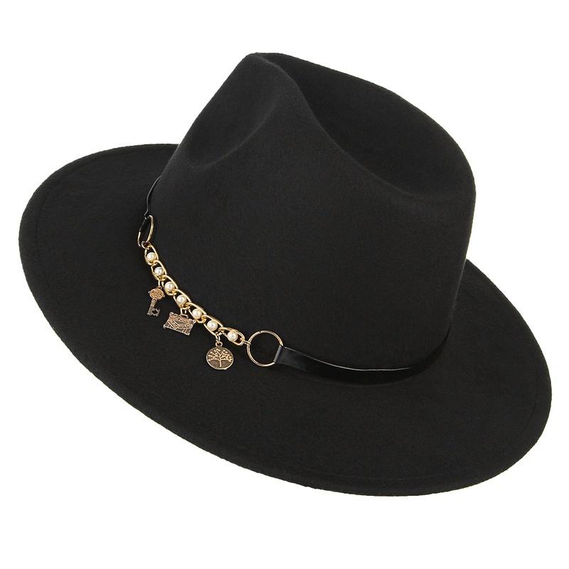 Wide Brim Autumn Trilby Caps with Metal 