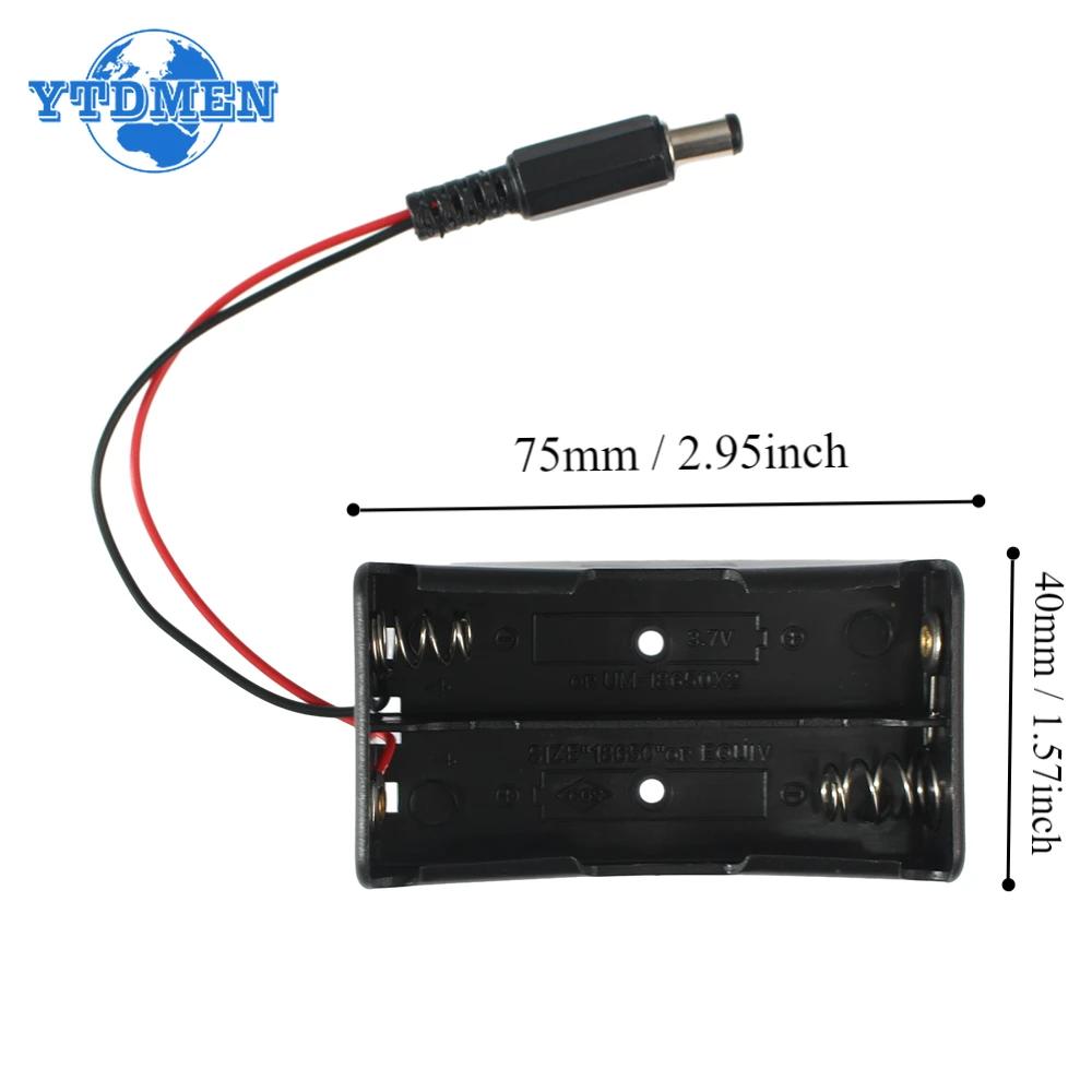 DC 2X 18650 Batteriehalterbox Batterieaufbewahrungskoffer 2 Steckplätze mit DC-Stromanschluss Reihenschaltung