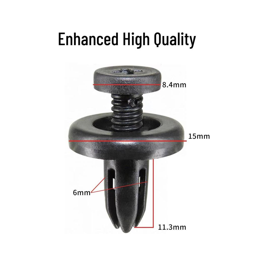 Universal 6mm Black Fender Liner Mudguard Clip with Expansion Screw