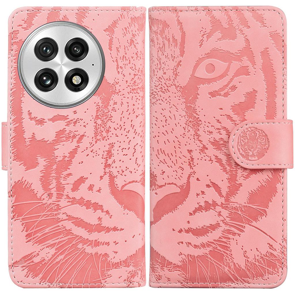 For OnePlus 13 Case Tiger Imprint Leather Wallet Phone Cover