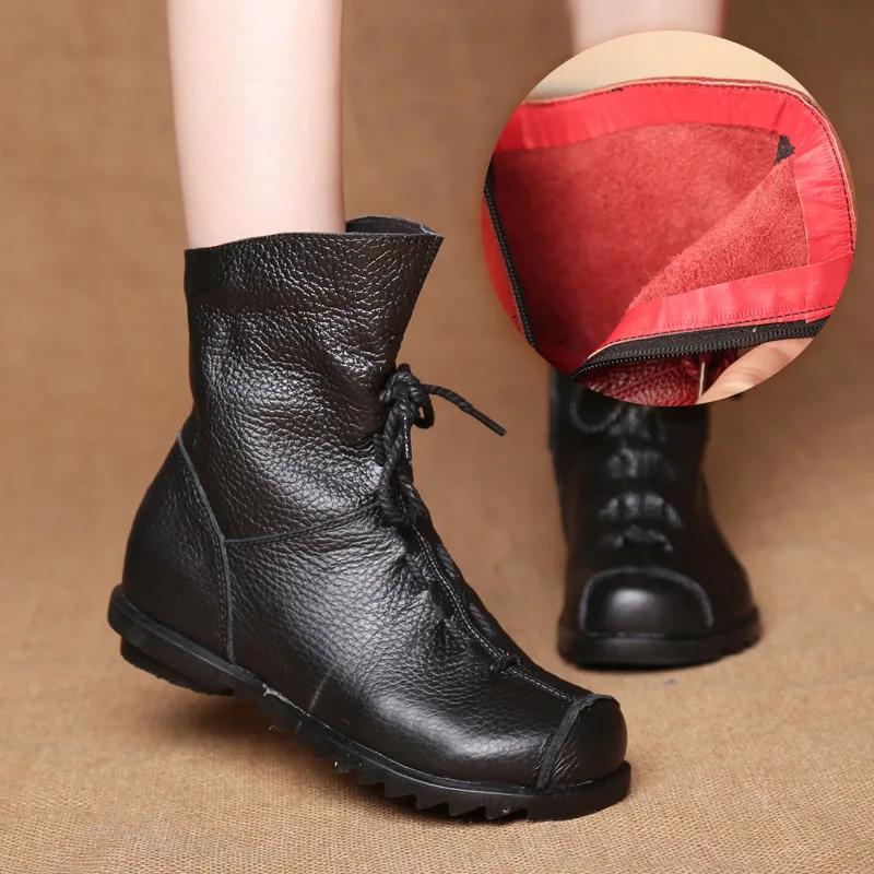 Fashion Women Shoes Retro Original Leather Short Boots Warm Leather Boots Autumn and Winter New Ankle Boots Women Boots Botas De Mujer